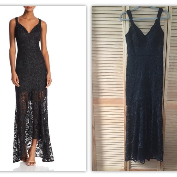 NICOLE MILLER LACE SHEER HEM GOWN Size 2 - Picture 6 of 16